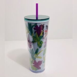 Starbucks 2022 Spring Floral Acrylic Venti 24oz Tumbler With Lid And Straw NEW